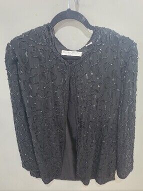 Vintage Black Beaded Jacket - Adrienne Vittadini